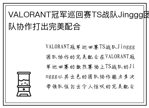 VALORANT冠军巡回赛TS战队Jinggg团队协作打出完美配合