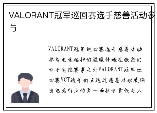 VALORANT冠军巡回赛选手慈善活动参与